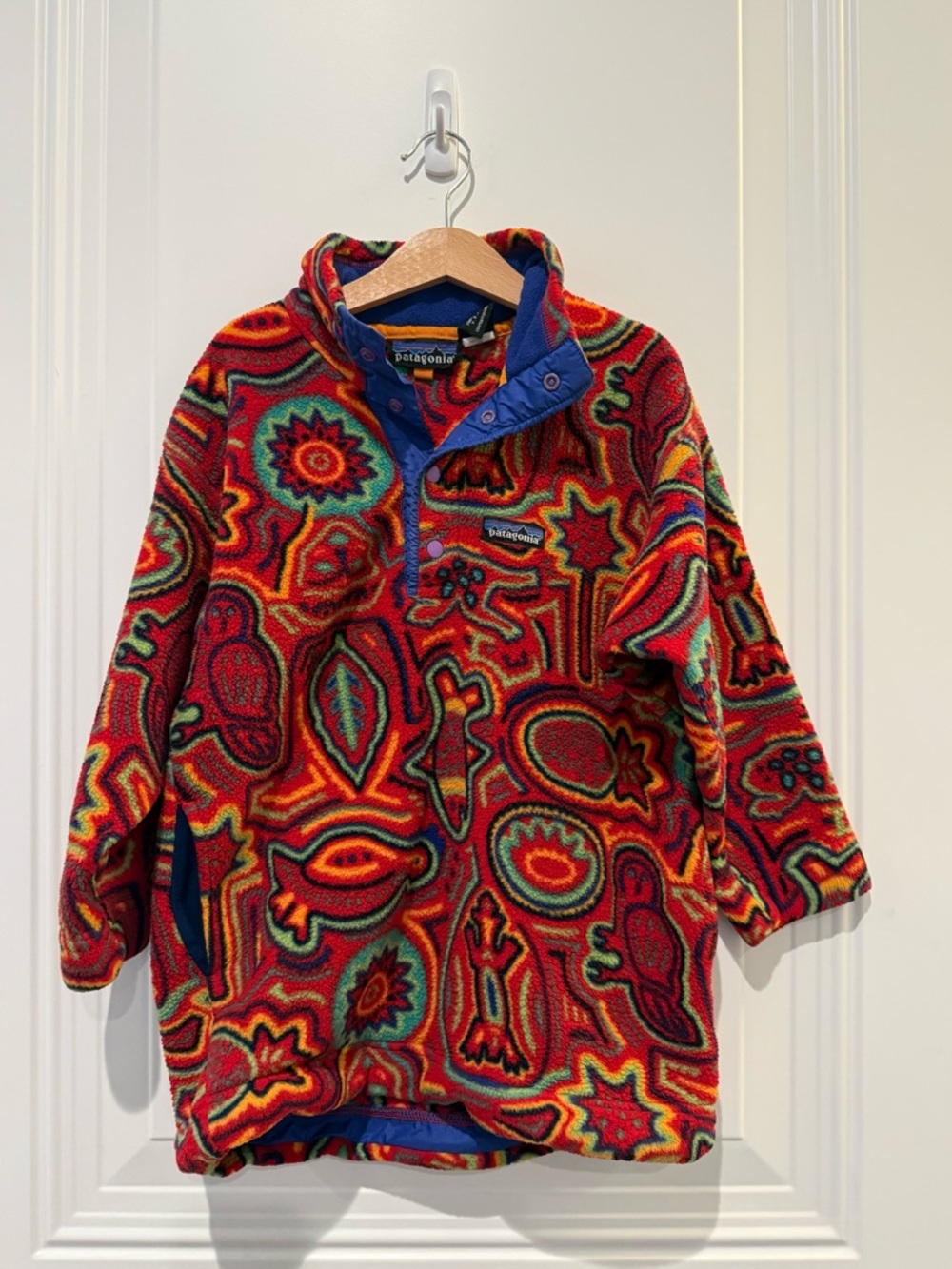 HSA + HTF! Vintage Patagonia Kids’ Synchilla Snap-T Pullover in Red Mola Print